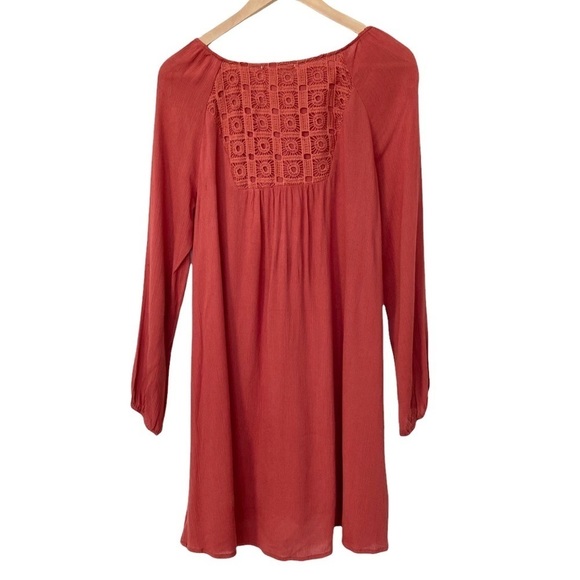Altar’d State Crocheted Long Sleeve Lightweight Boho Tunic Dress - Picture 2 of 13